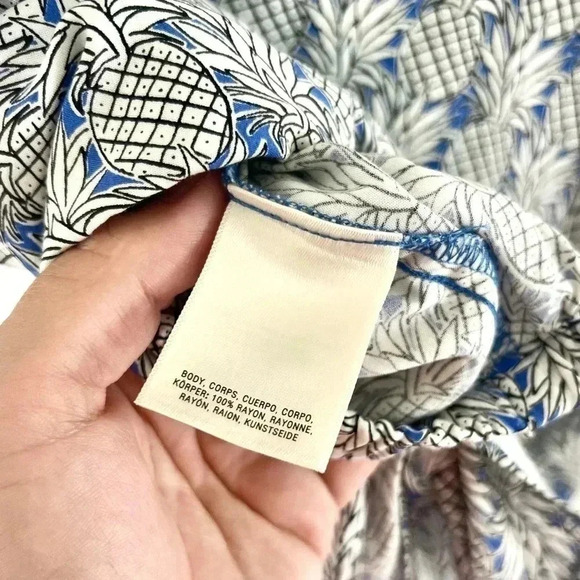 Maeve  Imelda Pineapple Print  Blue & White One Shoulder Cami Blouse Size Large - Picture 12 of 13